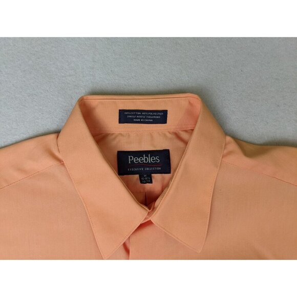 PEEBLES - MEN'S ORANGE LONG SLEEVE BUTTON-UP DRESS SHIRT - M 15-15.5 X 32/33 - Picture 5 of 7